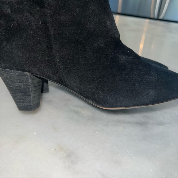 Free People Adella Low Heel Slouch Boots Booties-Black Suede-Size 37 (US 7) - Picture 5 of 10